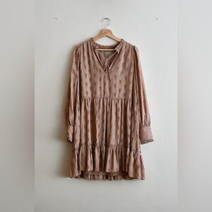 H&M Textured Tiered Mini Dress -Soft Desert Rose - Medium